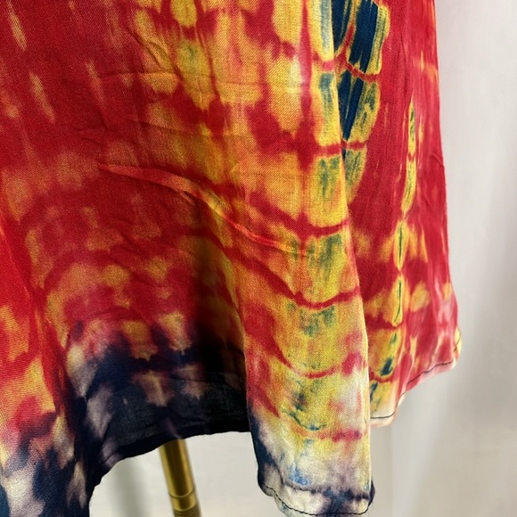 🛍 6 for $35 • Entro Tie Dye Cut Out Mock Neck Matilda Mini Dress - Picture 9 of 16